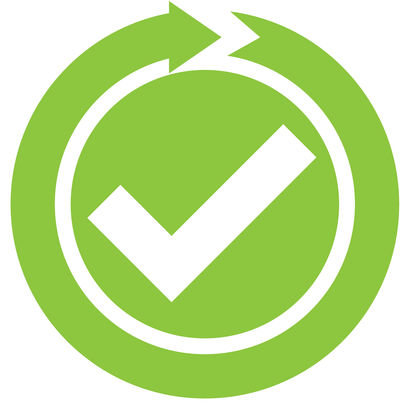 A green circle with a white check mark in it