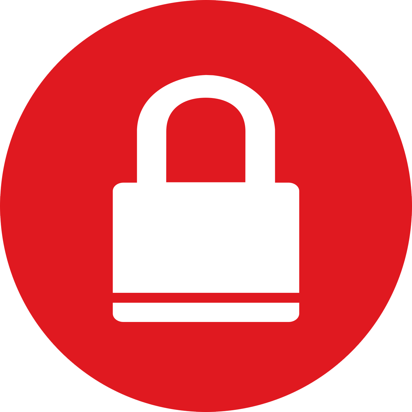 a white padlock in a red circle